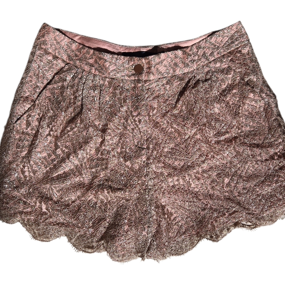 Animale Chic Metallic and dusty pink Lace High Waisted Shorts